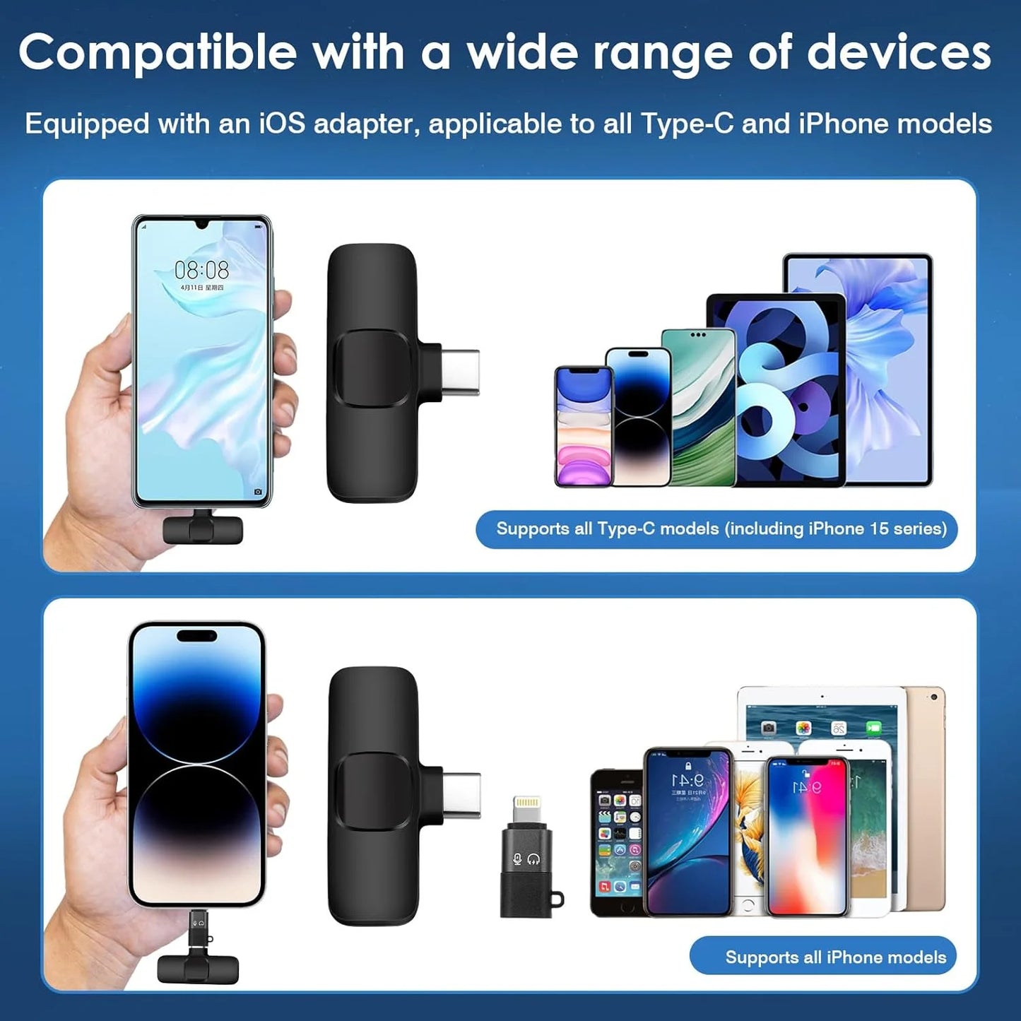 2-Pack Wireless Lavalier Clip-On Microphones