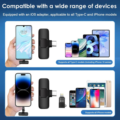 2-Pack Wireless Lavalier Clip-On Microphones
